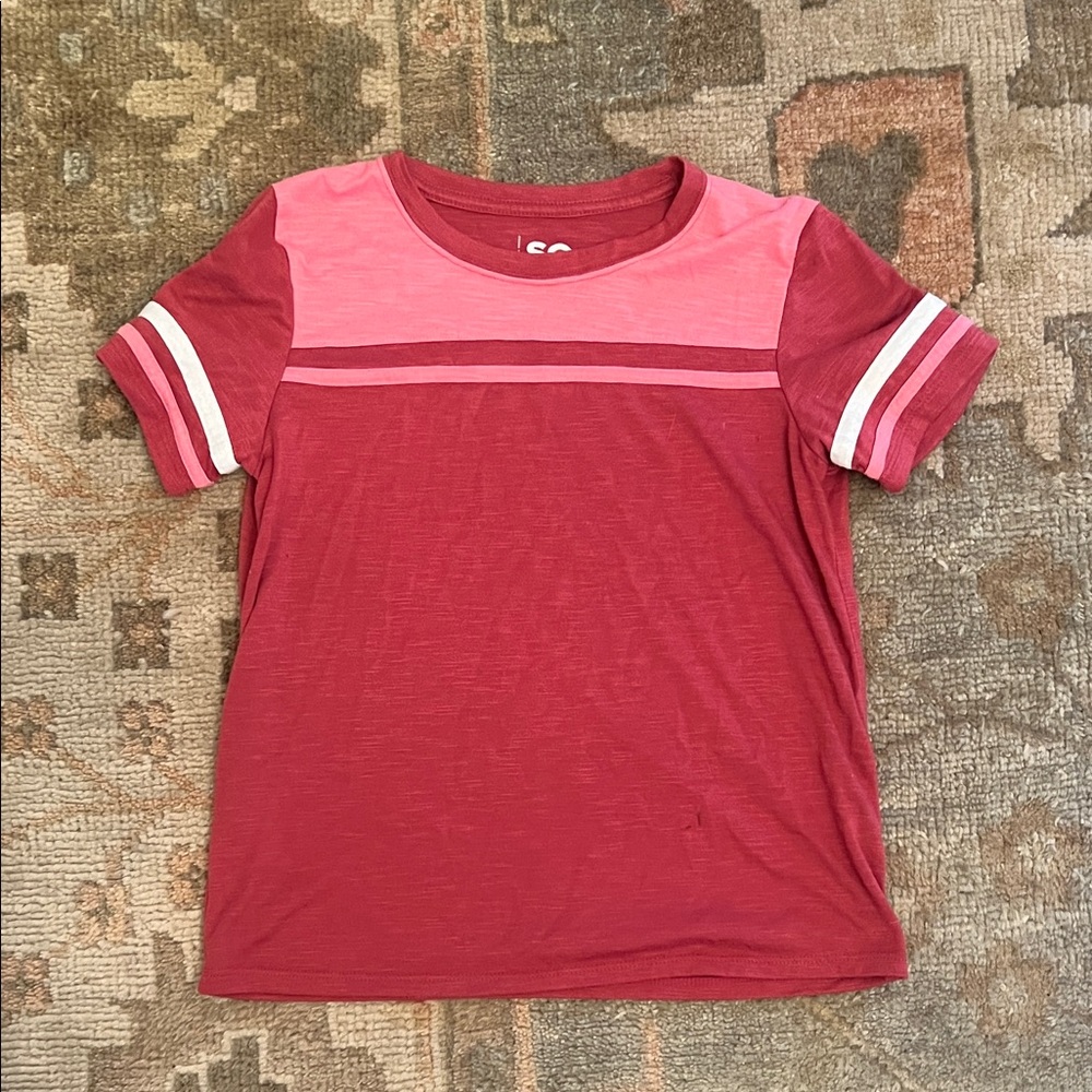 SO Kids' Red and Pink Short Sleeve Tee